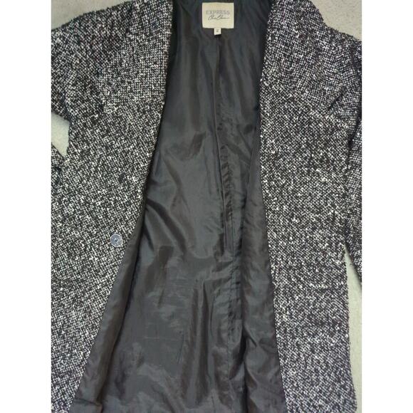EXPRESS One Eleven Black White Herringbone Tweed Button Up Jacket Womens Size XS - Picture 6 of 7